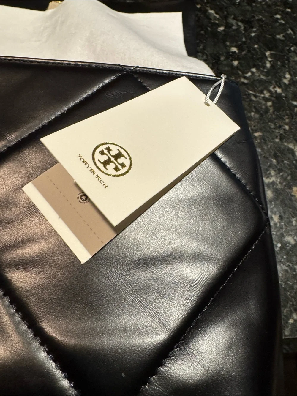 Tory Burch Black Quilted Shoulder Bag with Gold Logo